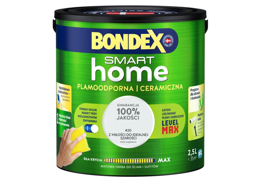 Zdjęcie: Farba plamoodporna z miłości do idealnej szarości 2,5 L BONDEX SMART HOME