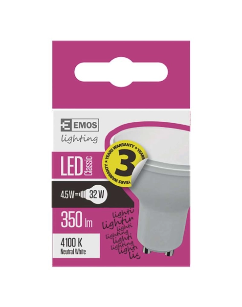 Zdjęcie: Żarówka LED Classic MR16, GU10, 3,8 W (30 W), 320 lm, neutralna biel EMOS