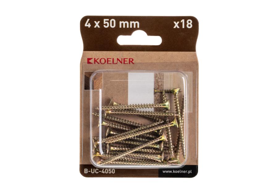 Zdjęcie: Wkręt utwardzany do drewna 4x50 mm blister 18 szt. KOELNER