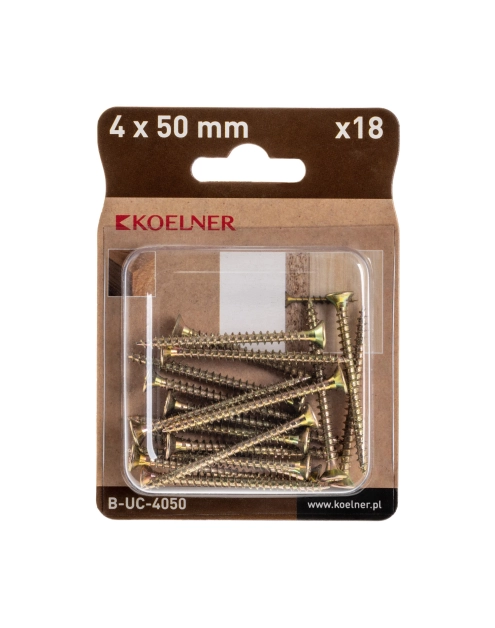 Zdjęcie: Wkręt utwardzany do drewna 4x50 mm blister 18 szt. KOELNER