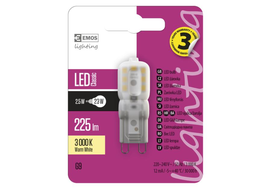 Zdjęcie: Żarówka LED Classic JC, G9, 2,5 W (21 W), 200 lm, ciepła biel EMOS