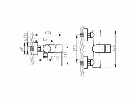 Bateria natryskowa ścienna Algeo FERRO