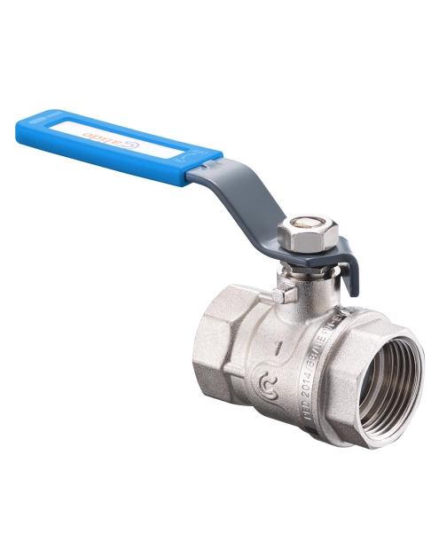 Zdjęcie: Zawór na zawieszce kulowy 3/4" w/w z niebieską rączką, pełen nikiel CALIDO