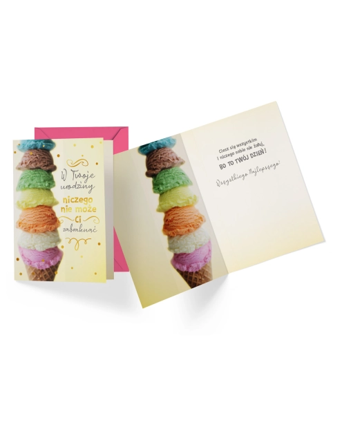 Zdjęcie: Karnet PR-364 Urodziny - lody KUKARTKA