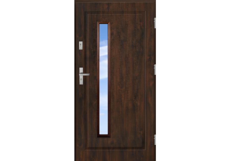 Zdjęcie: Drzwi zewnętrzne stalowo-drewniane Disting Mario 04B Orzech 90 cm prawe KR CENTER