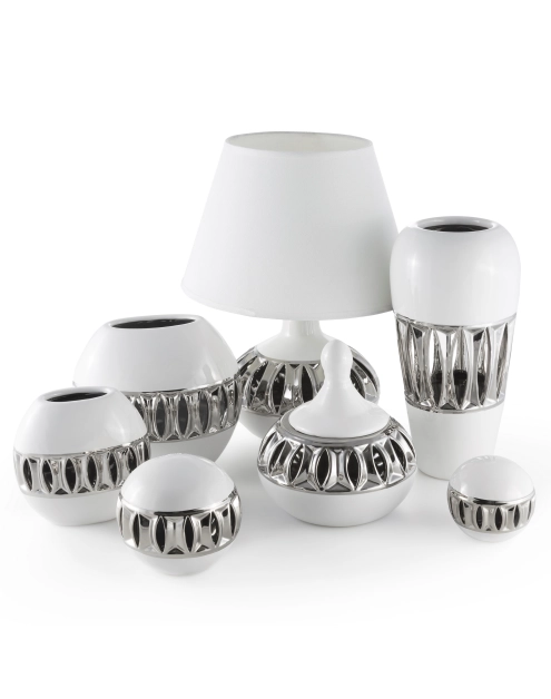 Zdjęcie: Wazon Lirio 15x15x31 cm biało-srebrny EUROFIRANY