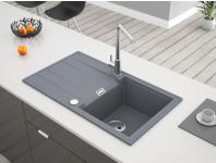 Zdjęcie: Zlewozmywak granitowy Avangard 1-komorowy szary 80x46x21,5 cm bateria Elite F MILÓ