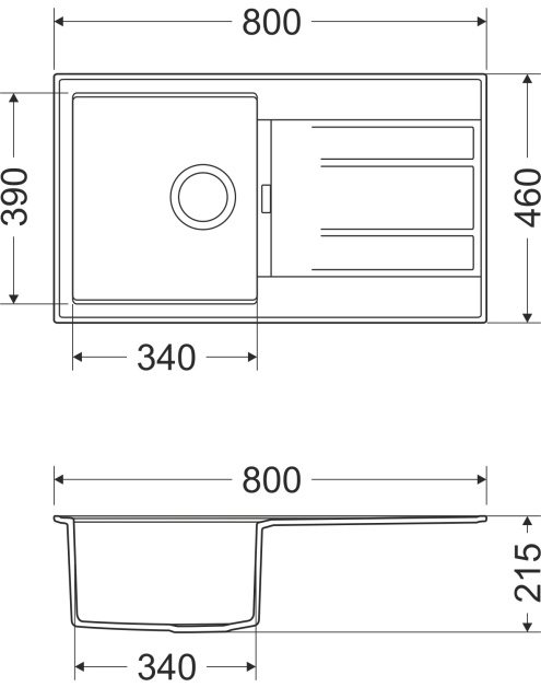 Zdjęcie: Zlewozmywak granitowy Avangard 1-komorowy szary 80x46x21,5 cm bateria Elite F MILÓ