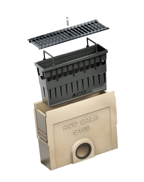 Zdjęcie: Skrzynka odpływowa z polimerobetonu EK 37 od korytek wys. 15, 17,5 i 20 cm Gala G100 ACO