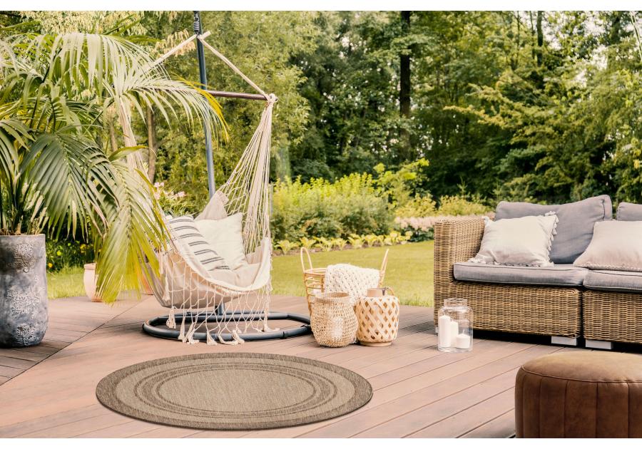 Zdjęcie: Dywan koło 120 cm Panama 2 beż, czarny INDAVO