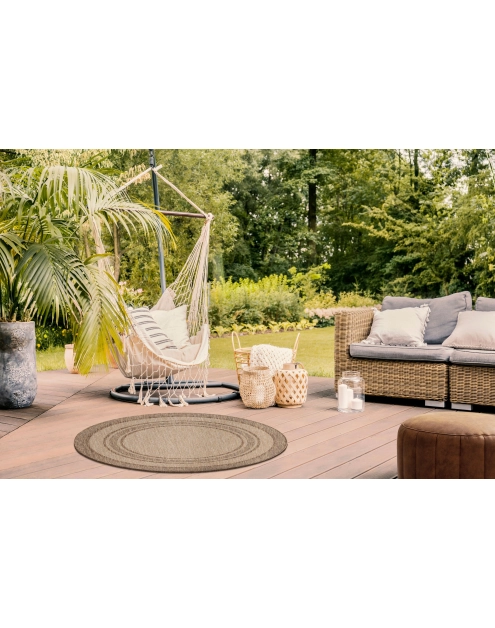 Zdjęcie: Dywan koło 120 cm Panama 2 beż, czarny INDAVO