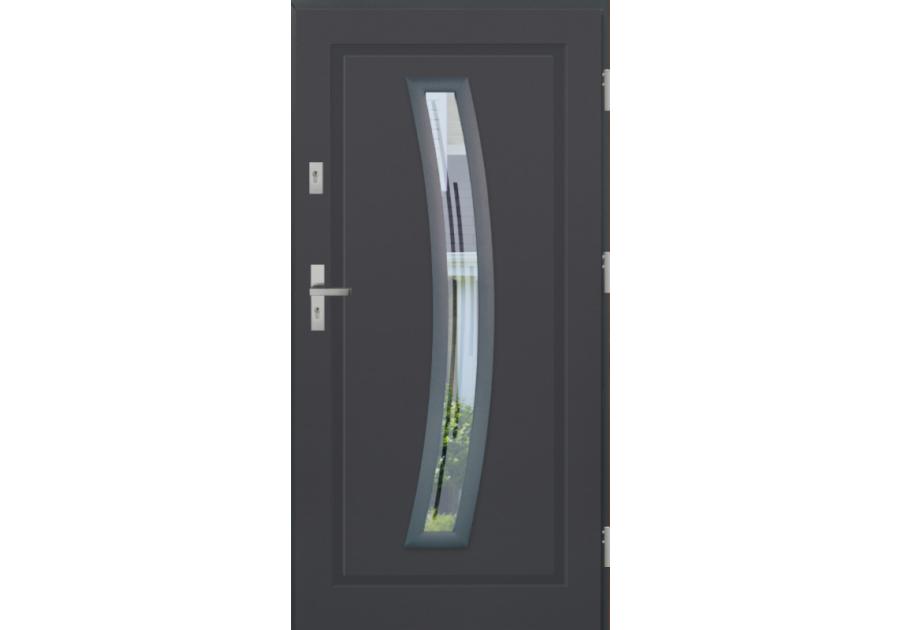 Zdjęcie: Drzwi zewnętrzne stalowo-drewniane Disting Mario 02 Antracyt 90 cm prawe KR CENTER