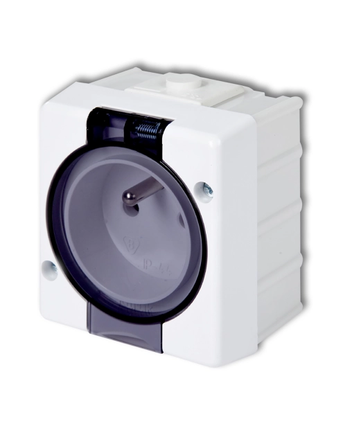 Zdjęcie: Gniazdo hermetyczne pojedyncze 2P+Z IP44 klapka dymna GHS-1d ECOLINE