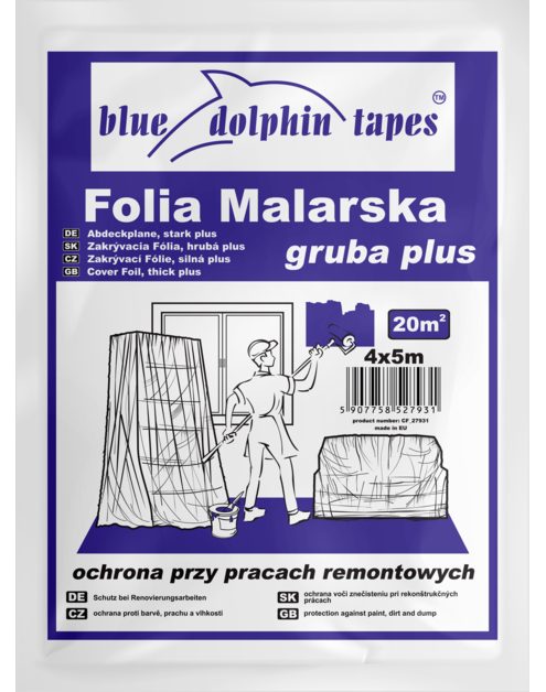 Zdjęcie: Folia malarska Gruba Plus 4x5 m BLUEDOLPHIN