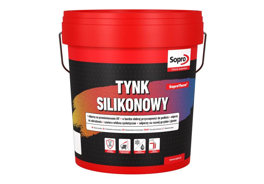 Zdjęcie: Tynk silikonowy Soprotherm 2,0 mm baza P biały 25 kg SOPRO