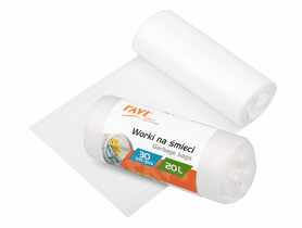 Worki na śmieci 20 L 39x47 cm - 30 szt HDPE, białe RAVI