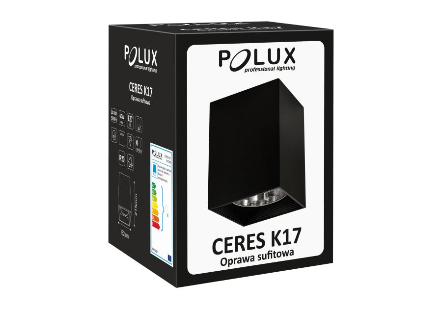 Zdjęcie: Oprawa natynkowa metalowa kwadratowa Ceres MD-5016 czarna POLUX
