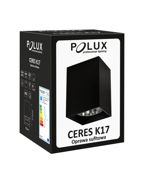Zdjęcie: Oprawa natynkowa metalowa kwadratowa Ceres MD-5016 czarna POLUX