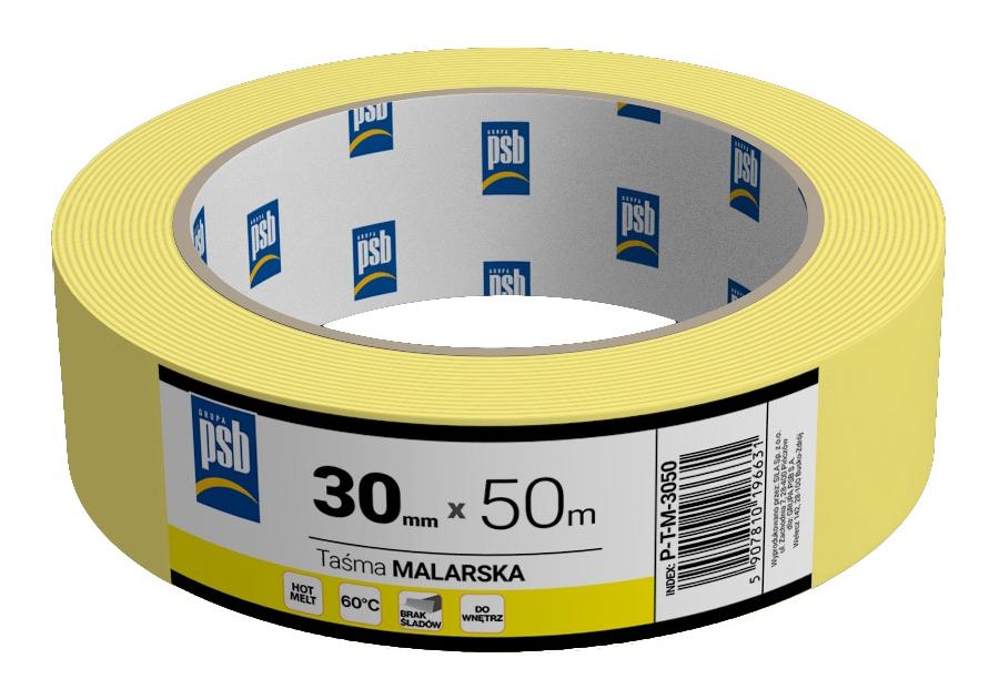 Zdjęcie: Taśma malarska żółta PSB 30 mm x 50 m SILA