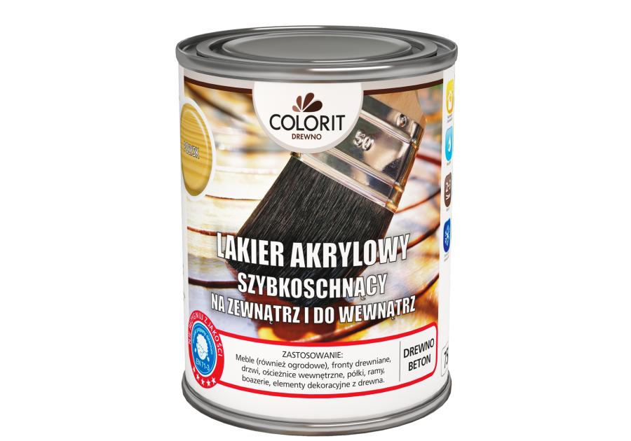 Zdjęcie: Lakier akrylowy szybkoschnący na zewnątrz i do wewnątrz, półmat 750 ml COLORIT