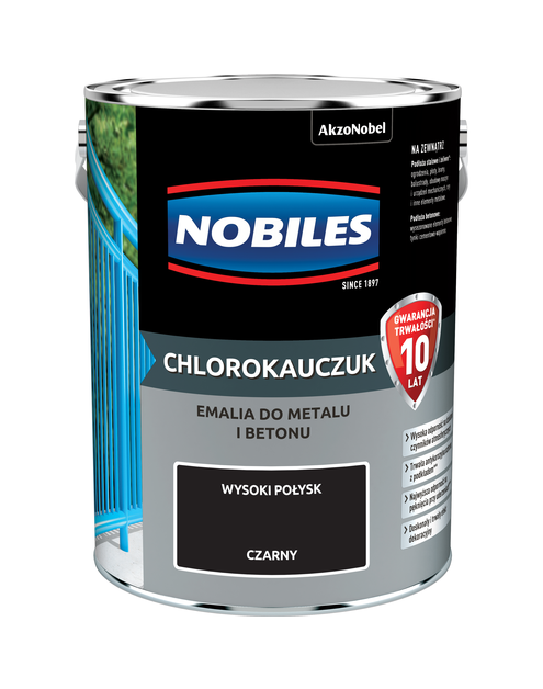 Zdjęcie: Farba emalia chlorokauczukowa 5 L czarny NOBILES