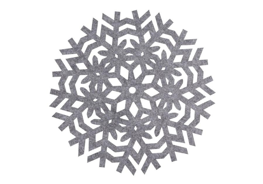 Zdjęcie: Mata filcowa okrągła średnica 38 cm dekorowana płatek śniegu popielata ALTOMDESIGN