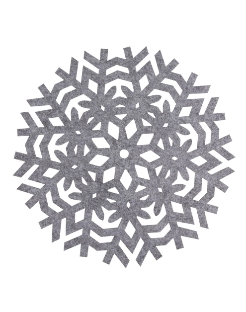 Zdjęcie: Mata filcowa okrągła średnica 38 cm dekorowana płatek śniegu popielata ALTOMDESIGN