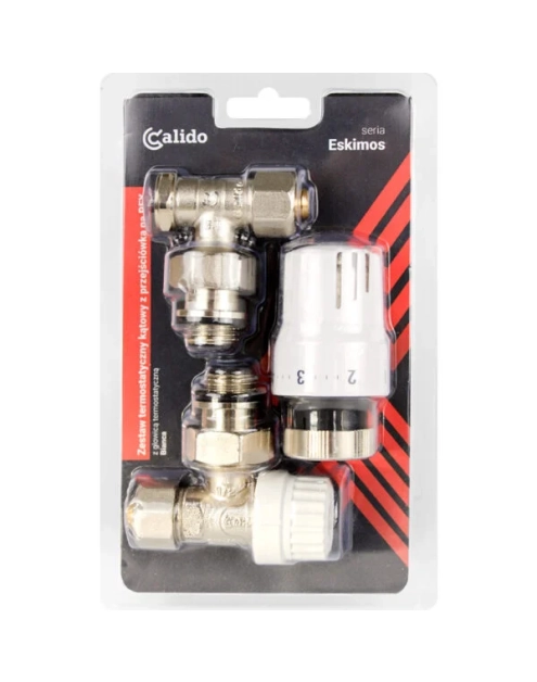 Zdjęcie: Zestaw grzejnikowy termostatyczny kątowy z przejściówką na pex 16 CALIDO