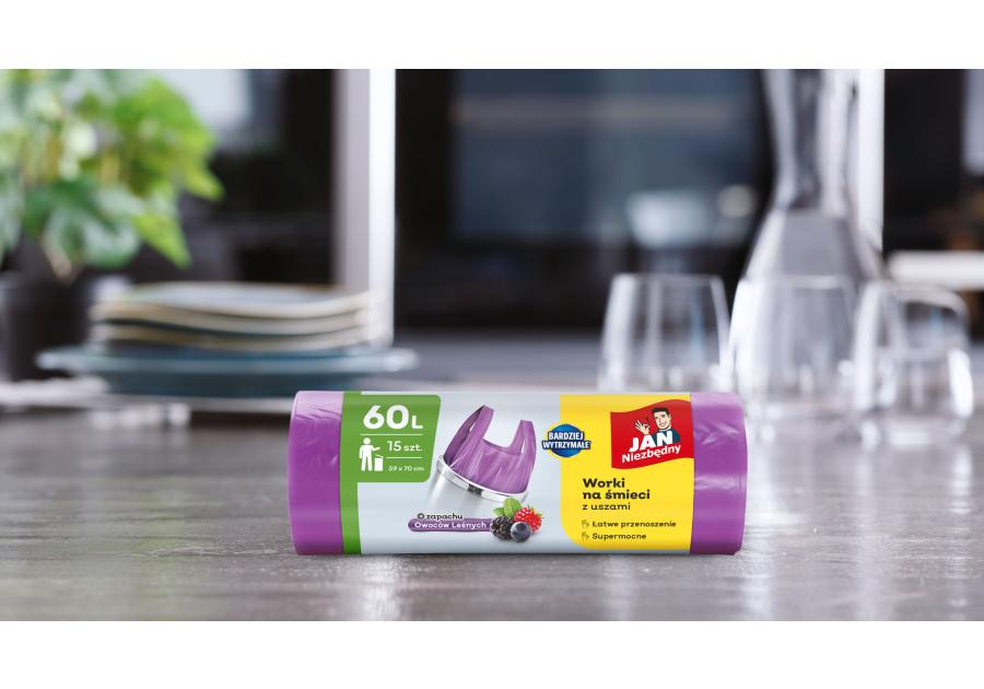 Zdjęcie: Worki HD T-shirt o zapachu owoców leśnych 60 L 15 sztuk JAN NIEZBĘDNY
