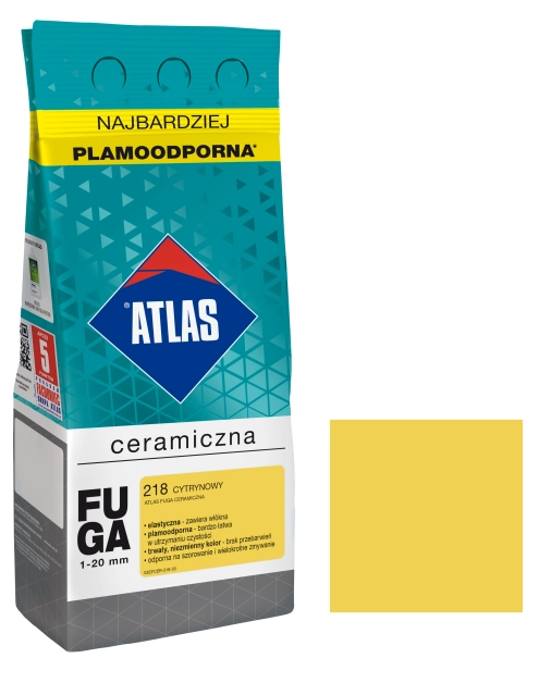 Zdjęcie: Fuga ceramiczna 218 cytrynowy, alubag, 2 kg ATLAS