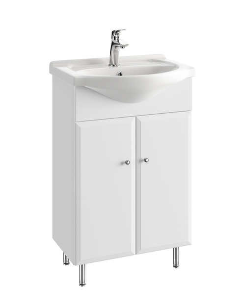 Zdjęcie: Szafka łazienkowa podumywalkowa Armando 2-drzwiowa 55 cm biała na nóżkach DEFTRANS