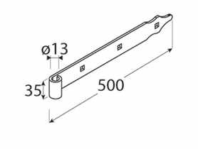 Zawias pasowy 50x3,5 cm fi 13 mm ZP500 DMX