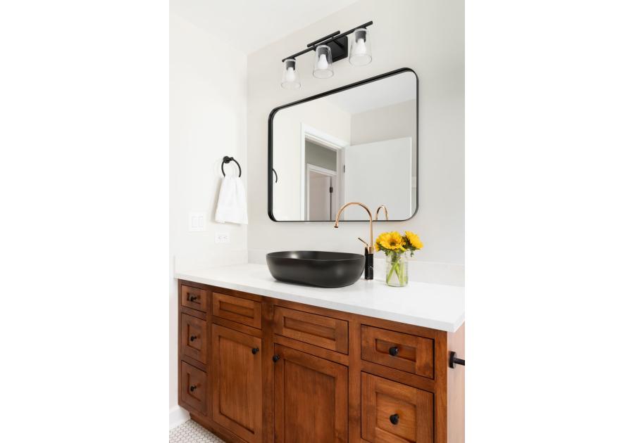 Zdjęcie: Wysoka bateria umywalkowa Gabro czarny/miedź INVENA