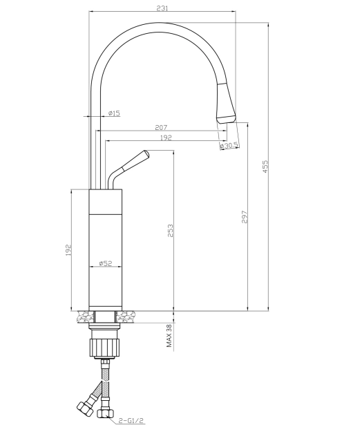 Zdjęcie: Wysoka bateria umywalkowa Gabro czarny/miedź INVENA