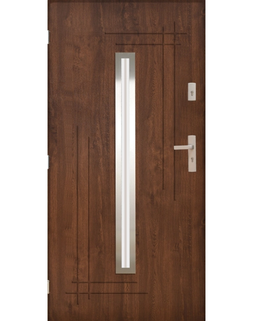 Zdjęcie: Drzwi zewnętrzne alfa orzech 80l komplet PANTOR