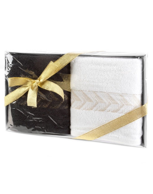 Zdjęcie: Komplet ręczników Glow 50x90 cm -2 szt. biało-czarne EUROFIRANY