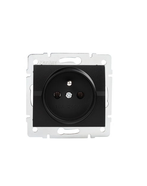 Zdjęcie: Gniazdo zasilające pojedyńcze Logi 02-1251-142 czarny mat z uziemieniem KANLUX