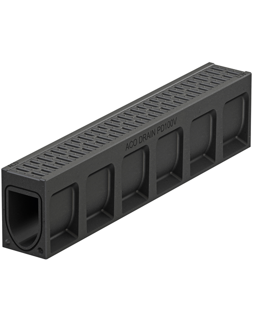 Zdjęcie: Kanał odwodnienie monolityczne z polimerobetonu 1 m  D400,  kolor antracyt Monoblock PD100V ACO