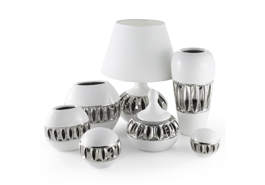 Zdjęcie: Wazon Lirio 21x13x21 cm biało-srebrny EUROFIRANY