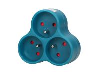 Zdjęcie: Rozgałęźnik 3x2P+Z, turkusowy ORNO