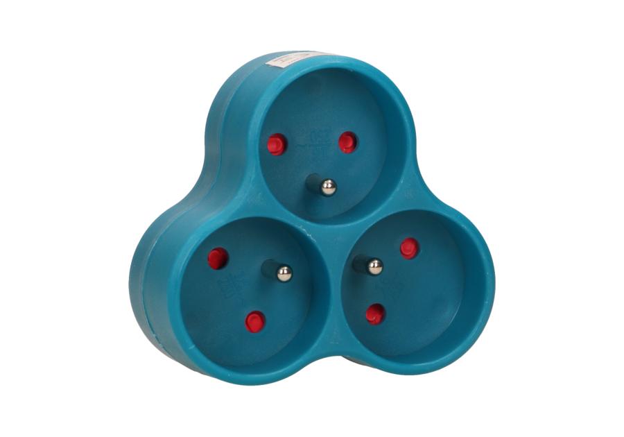 Zdjęcie: Rozgałęźnik 3x2P+Z, turkusowy ORNO