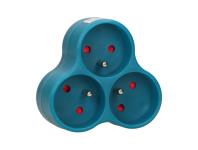 Zdjęcie: Rozgałęźnik 3x2P+Z, turkusowy ORNO