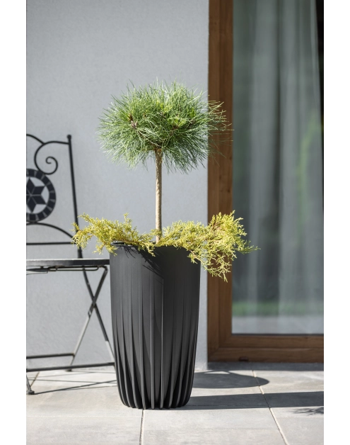 Zdjęcie: Donica wysoka Mira 250 mm Eco recycled, czarny LAMELA