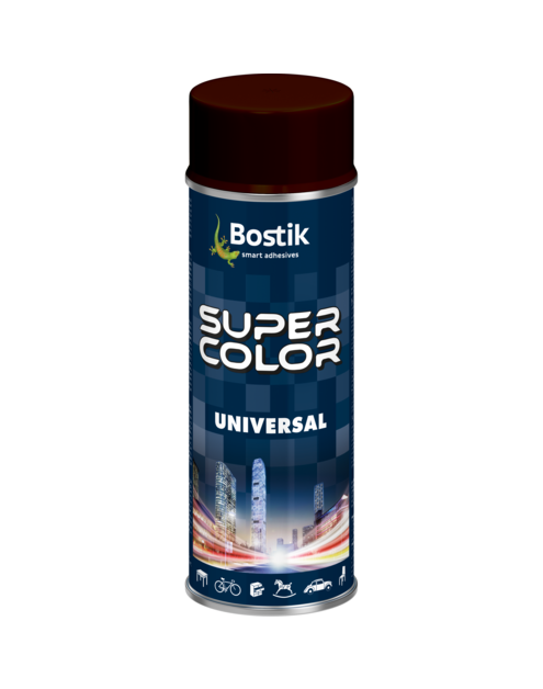 Zdjęcie: Lakier uniwersalny Super Color Universal brąz czekoladowy RAL 8017 400 ml BOSTIK