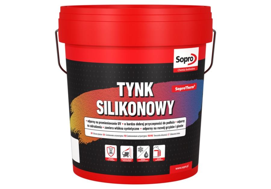 Zdjęcie: Tynk silikonowy Soprotherm 1,5 mm baza T 25 kg SOPRO