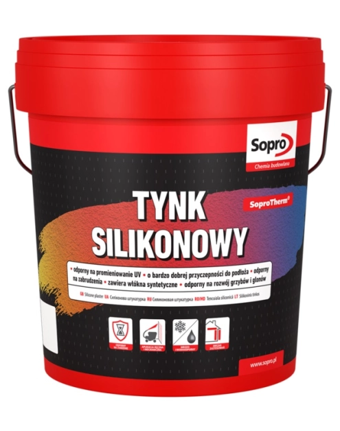 Zdjęcie: Tynk silikonowy Soprotherm 1,5 mm baza T 25 kg SOPRO