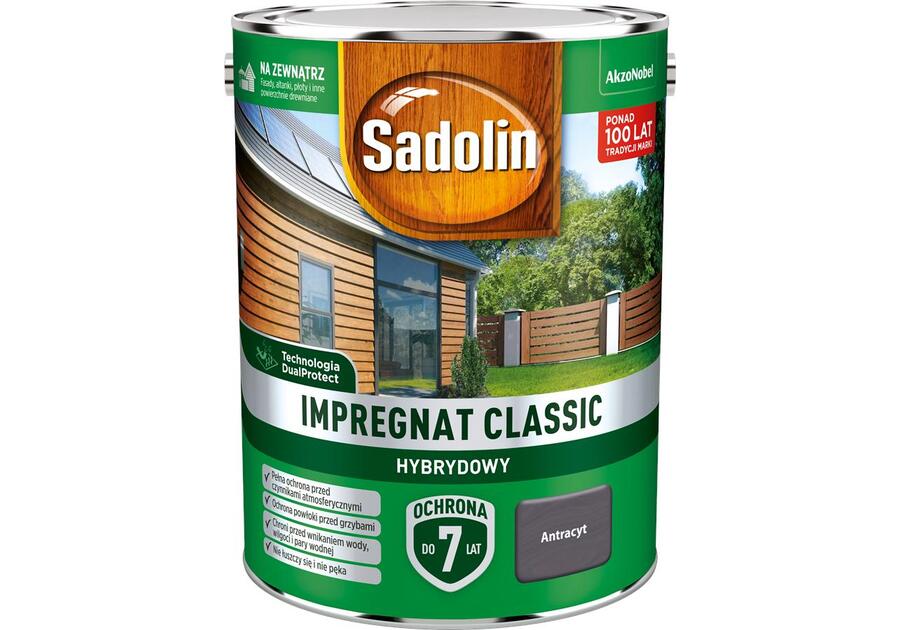 Zdjęcie: Impregnat Classic Hybrydowy antracyt 4,5 L SADOLIN