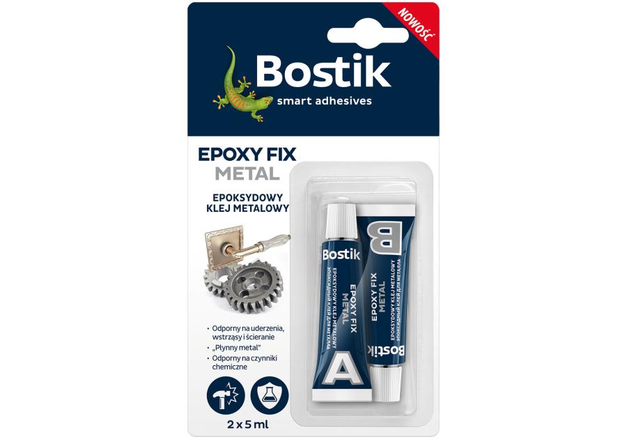 Zdjęcie: Klej epoksydowy metalowy 2 x 5ml Epoxy Fix metal BOSTIK