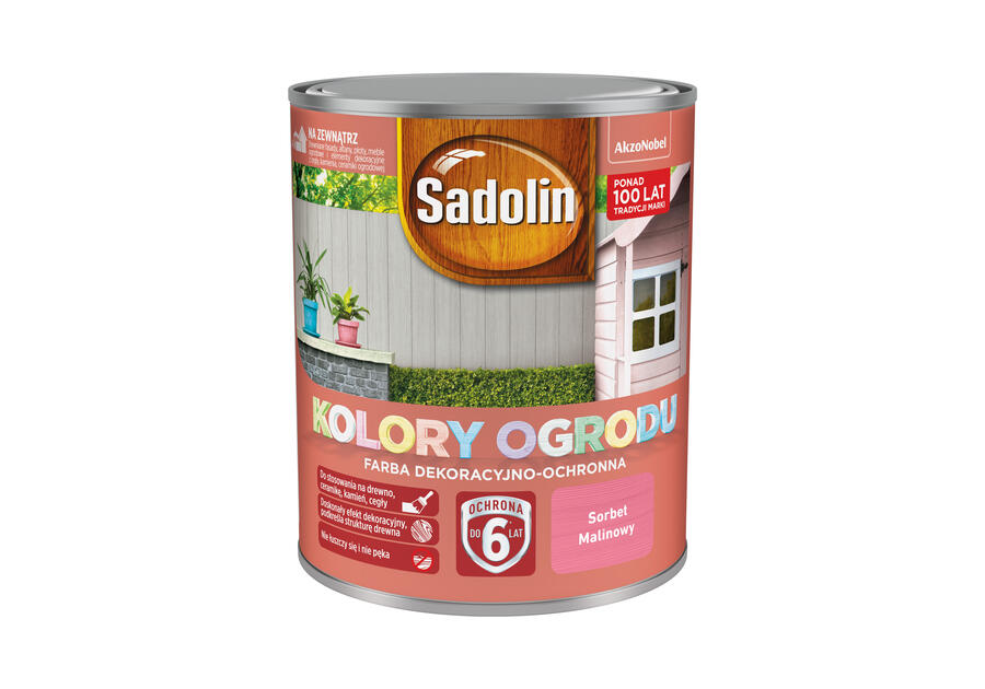 Zdjęcie: Farba do drewna Kolory ogrodu 0,7 L sorbet malinowy SADOLIN