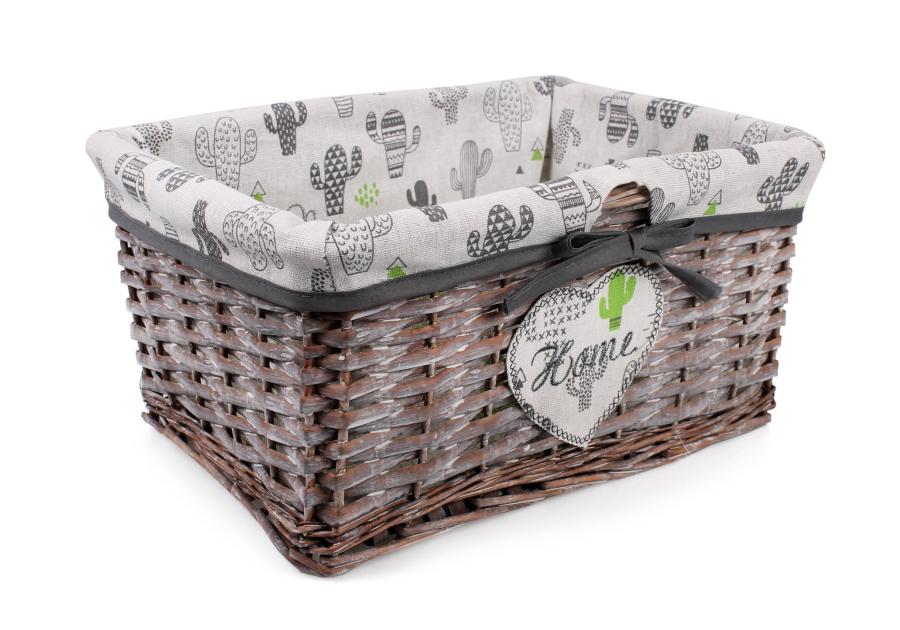 Zdjęcie: Szuflada wiklinowa z materiałem w kaktusy 35x25x17 cm brązowa TIN TOURS